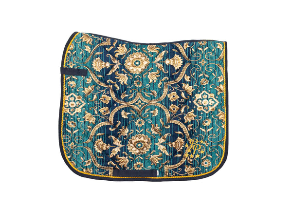 Turquoise Jacquard Saddle Pads - Jump and Dressage Cuts