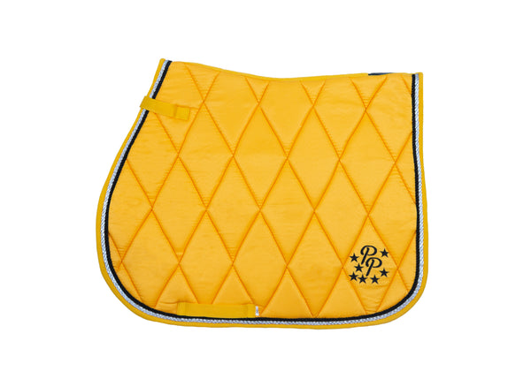 Sunflower Yellow/Black Saddle Pads - Jump, GP, and Dressage cuts